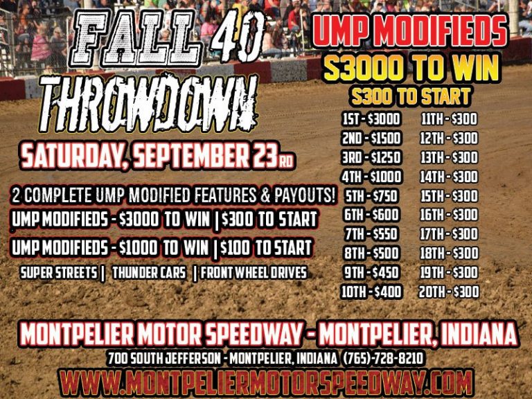 Montpelier Speedway Event Info For September 23 MWRacingNews